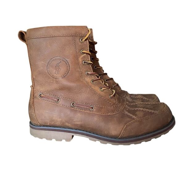 Polo Ralph Lauren Whitsand Brown Leather Lace Up Boots size 10.5 - Picture 1 of 8